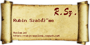 Rubin Szalóme névjegykártya